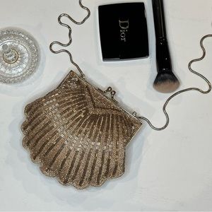 Valerie Stevens | Gold Beaded Clam Shell Evening Bag
